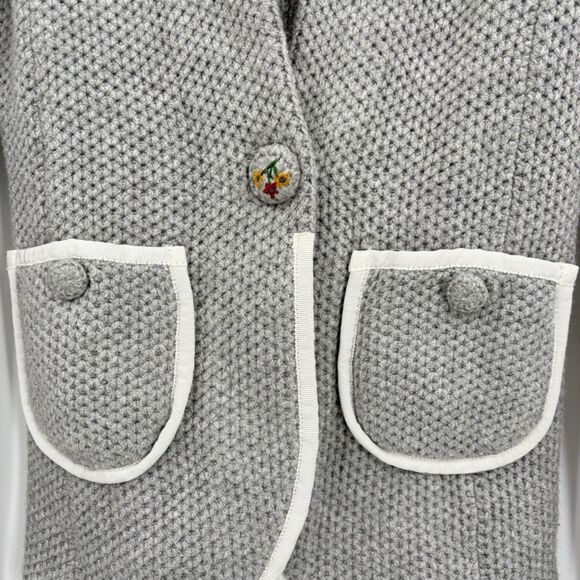 Anthropologie Moth Blakely Gray Floral One Button Knit Cardigan, Sz XS, Boho - Picture 7 of 12